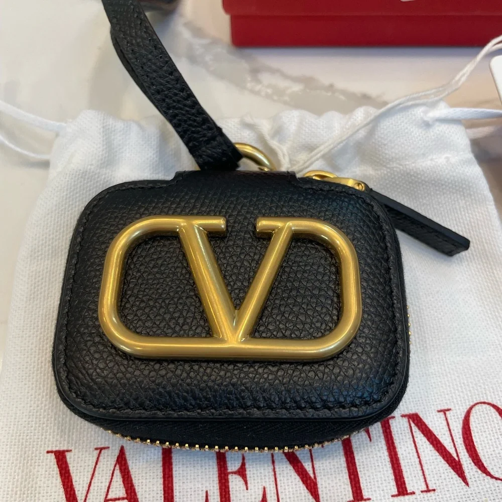 VALENTINO GARAVANI VLogo Calfskin Airpods Pro Case With Leather Strap